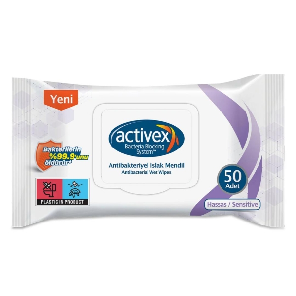 Activex Antibakteriyel Islak Mendil / Havlu Hassas 50 Yaprak - 1