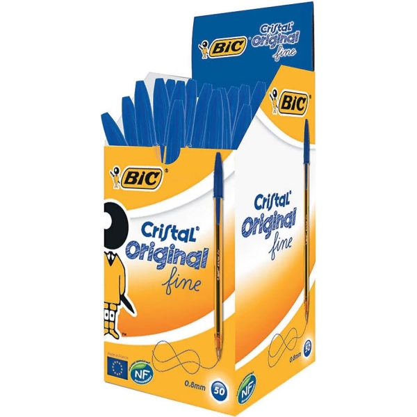 Bic Cristal Fine Tükenmez Kalem Mavi 0.8 mm 50 Li 847898 - 1