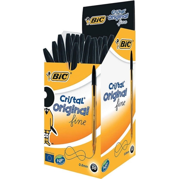 Bic Cristal Fine Tükenmez Kalem Siyah 0.8 mm 50 Li 847897 - 1