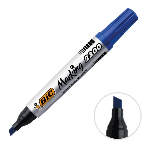 Bic Marker Keçe Koli Kalemi Kesik Uç Mavi 2300 - 1