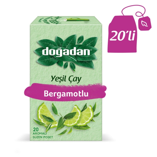 Doğadan Yeşil Çay Bergamot Aromalı 20 Li - 1