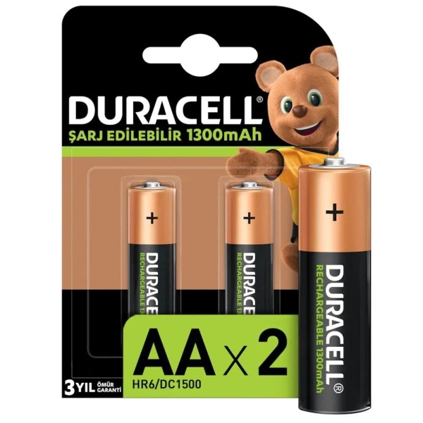 Duracell Şarj Edilebilir AA Kalem Pil 1300 mAh 2 Li Paket - 1