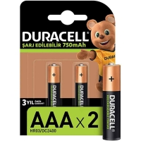 Duracell Şarj Edilebilir AAA 750 mAh Piller 2 Li Paket HR03 DC2400 - Duracell