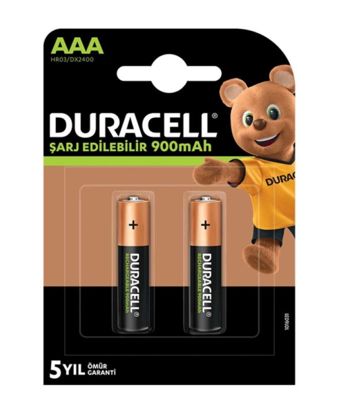 Duracell Şarj Edilebilir AAA İnce Kalem Pil 900 mAh 2 Li Paket - 1