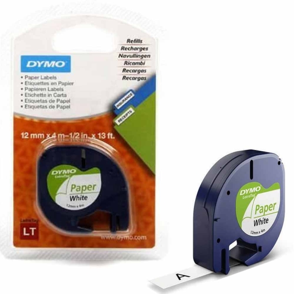 Dymo LetraTag Kağıt Şerit 12 mm x 4 Mt Beyaz 59421 - 1