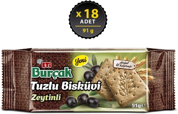 Eti Burçak Zeytinli Tuzlu Bisküvi 91 Gr 18 Adet - 1