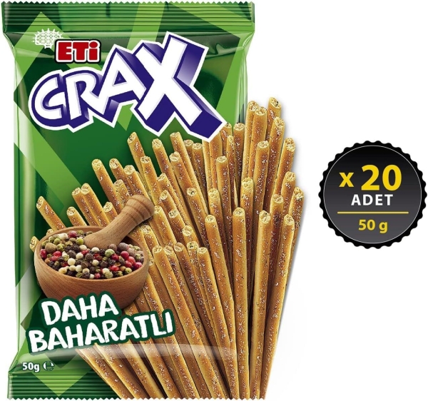 Eti Crax Baharatlı Çubuk Kraker 50 Gr 20 Adet - 1