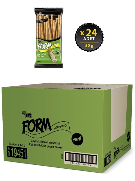 Eti Form Zeytin ve Kinoalı Çubuk Kraker 50 Gr 24 Adet - 2