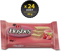 Eti Hoşbeş Çilek Kremalı Gofret 40 Gr 24 Adet - Eti