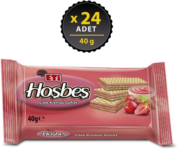 Eti Hoşbeş Çilek Kremalı Gofret 40 Gr 24 Adet - 1