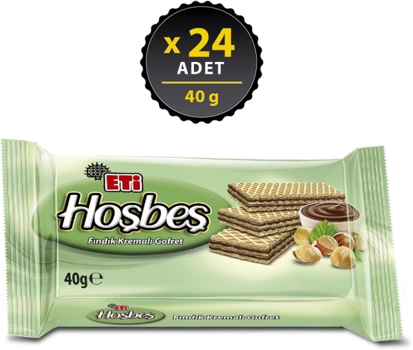 Eti Hoşbeş Fındık Kremalı Gofret 40 Gr 24 Adet - 1