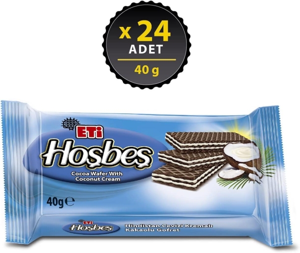 Eti Hoşbeş Hindistan Cevizi Kremalı Gofret 40 Gr 24 Adet - 1