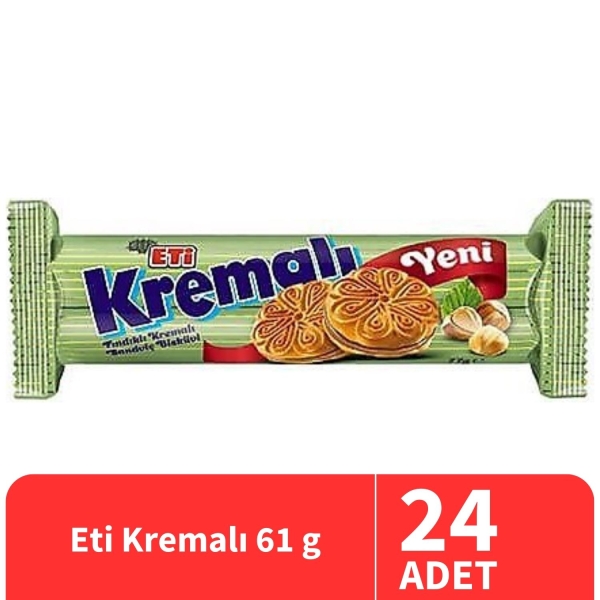 Eti Kremalı Fındıklı Bisküvi 61 Gr 24 Adet - 1