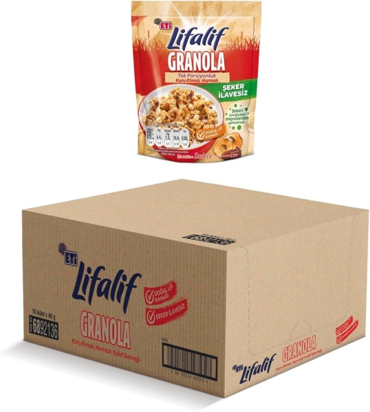 Eti Lifalif Kuru Elmalı Granola 40 Gr 16 Adet - 2