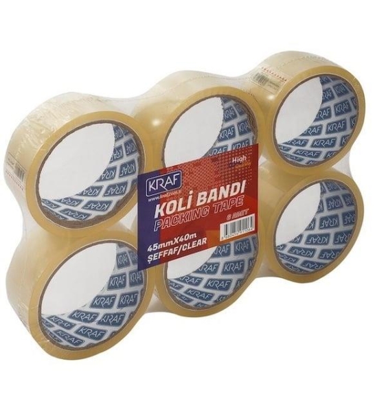 Kraf Koli Ambalaj Bandı 45 mm x 40 mt 6 Adet - 1