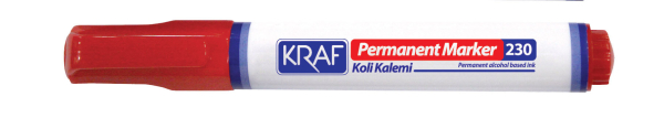 Kraf Koli Kalemi Permanent Markör Kesik Uç 230 Kırmızı - 1