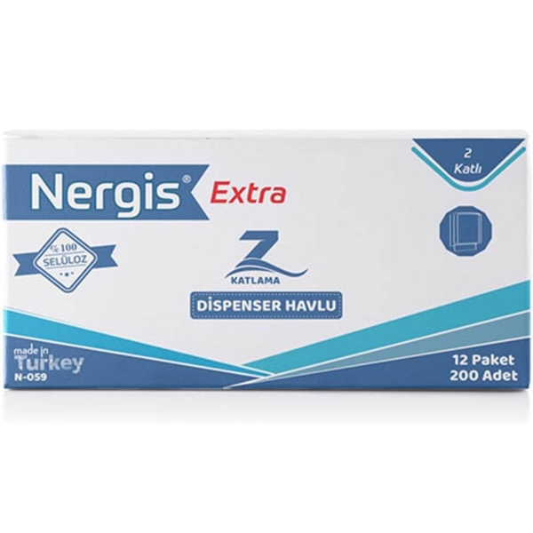 Nergis Z Katlama Dispenser Havlu 200 Lü x 12 Paket - 1