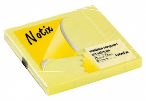 Notix Yapışkanlı Not Kağıdı Neon Sarı 80 Yaprak 75x75 mm (N-NS-7575) - 1