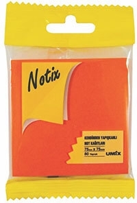 Notix Yapışkanlı Not Kağıdı Neon Turuncu 80 Yaprak 75x75 mm (N-NT-7575-FP) - 1