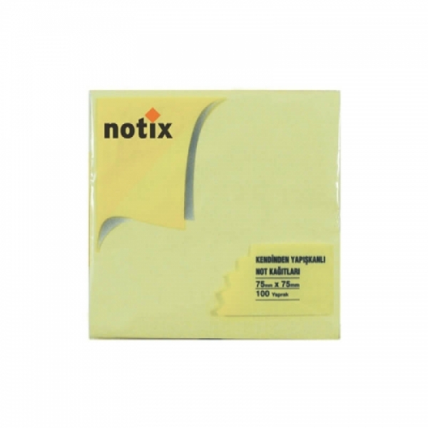 Notix Yapışkanlı Not Kağıdı Pastel Sarı 100 Yaprak 75x75 mm (N-PS-7575) - 1