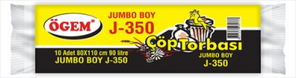 Ögem J-350 Jumbo Boy Çöp Poşeti Siyah 80x110 Cm 90 Lt 10 Lu - 1