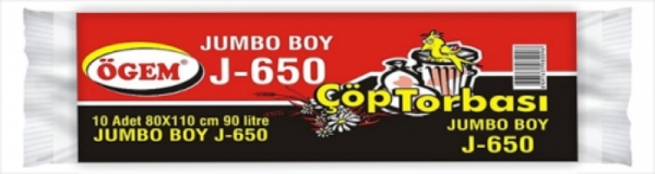 Ögem J-650 Jumbo Boy Çöp Poşeti Siyah 80x110 Cm 90 Lt 10 Lu - 1