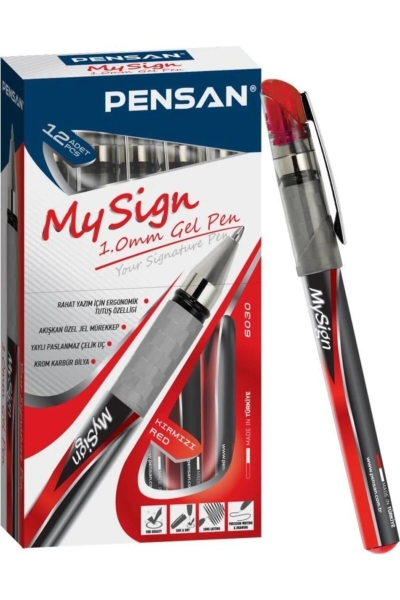 Pensan My Sign Jel İmza Kalemi 6030 Kırmızı 12 Li - 1