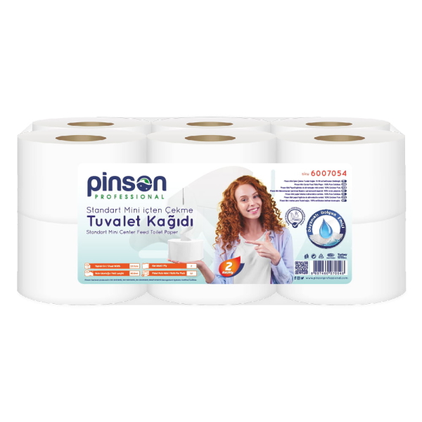 Pinson Standart Mini İçten Çekmeli Tuvalet Kağıdı 12 Li 80 Mt - 1