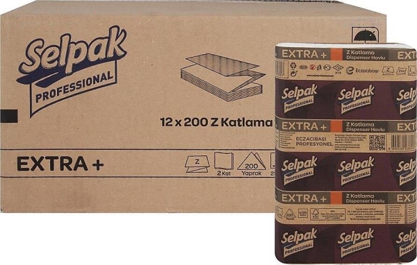 Selpak Professional Extra Plus Z Katlı Dispenser Havlu 200 Lü 12 Paket - 1