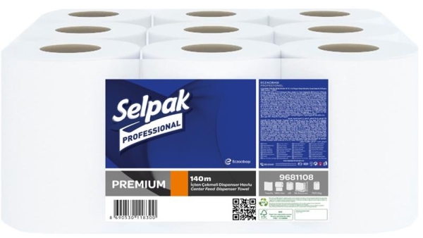 Selpak Professional Premium İçten Çekmeli Dispenser Havlu 21 Cm 9 Lu 140 Metre - 1