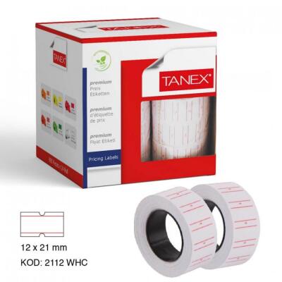 Tanex 12x21 mm Çizgili Beyaz Fiyat Etiket 800 Adet 6 Rulo - Tanex