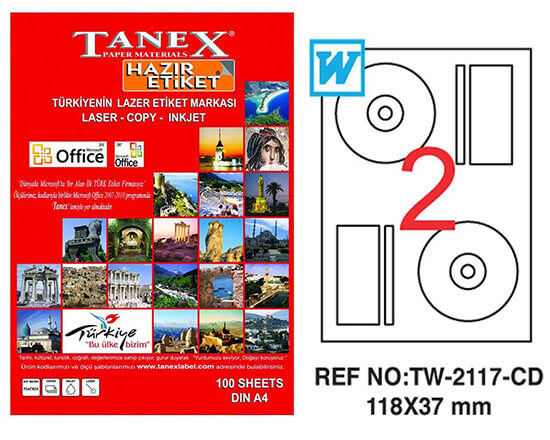 Tanex Lazer Etiket CD TW-2117 118x37 mm 100 Adet - 1