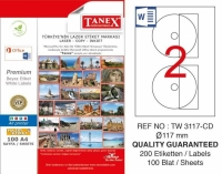 Tanex Lazer Etiket CD TW-3117 - 117 mm 100 Adet - Tanex