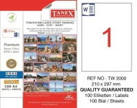 Tanex Lazer Etiket TW-2000 210x297 mm 100 Adet - Tanex