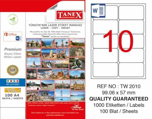 Tanex Lazer Etiket TW-2010 99.06x57 mm 100 Adet - 1