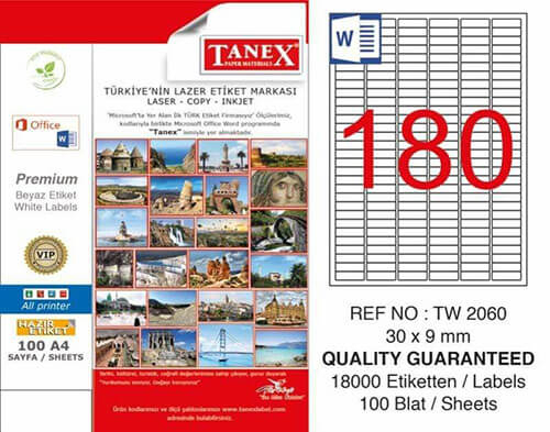 Tanex Lazer Etiket TW-2060 30x9 mm 100 Adet - 1