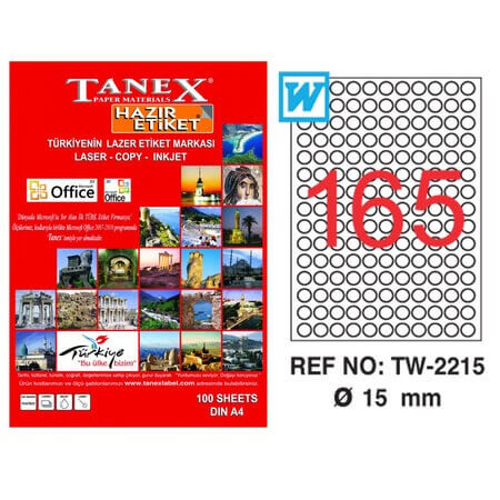 Tanex Lazer Etiket TW-2215 15 mm 100 Adet - 1