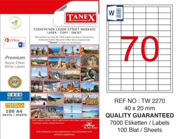 Tanex Lazer Etiket TW-2270 40x20 mm 100 Adet - 1