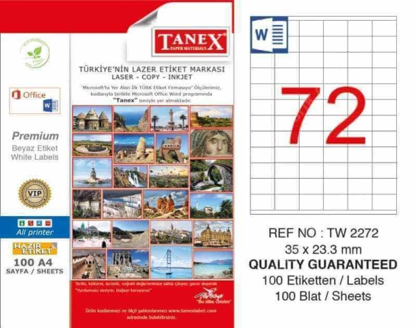 Tanex Lazer Etiket TW-2272 35x23.3 mm 100 Adet - 1