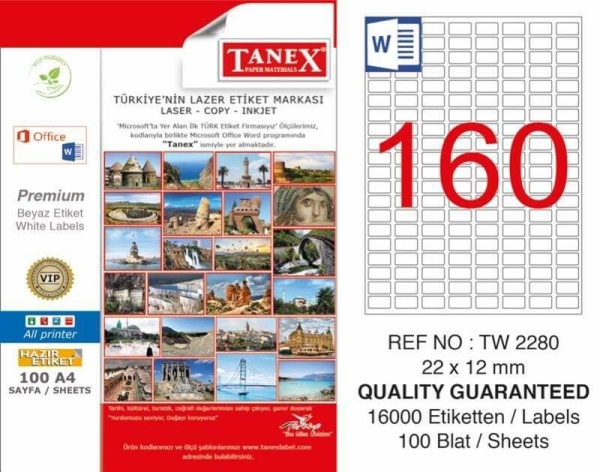 Tanex Lazer Etiket TW-2280 22x12 mm 100 Adet - 1