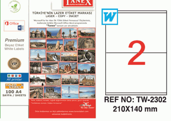 Tanex Lazer Etiket TW-2302 210x140 mm 100 Adet - 1