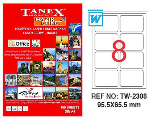 Tanex Lazer Etiket TW-2308 95.5x65.5 mm 100 Adet - 1