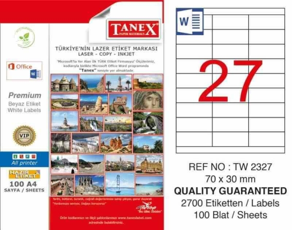 Tanex Lazer Etiket TW-2327 70x30 mm 100 Adet - 1