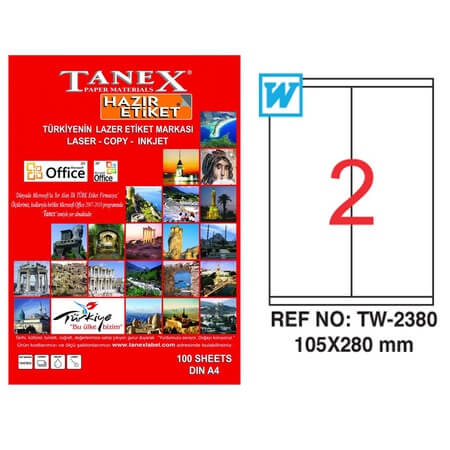 Tanex Lazer Etiket TW-2380 105x280 mm 100 Adet - 1