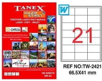 Tanex Lazer Etiket TW-2421 66.5x41 mm 100 Adet - Tanex