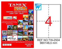 Tanex Lazer Etiket TW-2504 98x148.5 mm 100 Adet - Tanex