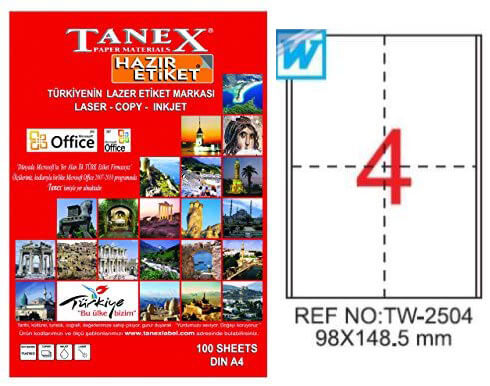 Tanex Lazer Etiket TW-2504 98x148.5 mm 100 Adet - 1