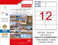 Tanex Lazer Etiket TW-2512 105x46 mm 100 Adet - Tanex