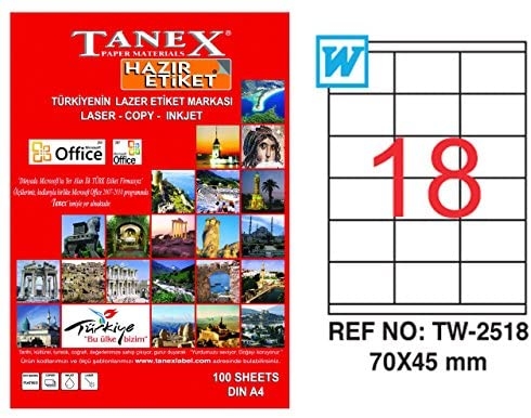 Tanex Lazer Etiket TW-2518 70x45 mm 100 Adet - 1