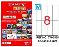 Tanex Lazer Etiket TW-2525 52.5x148.5 mm 100 Adet - Tanex